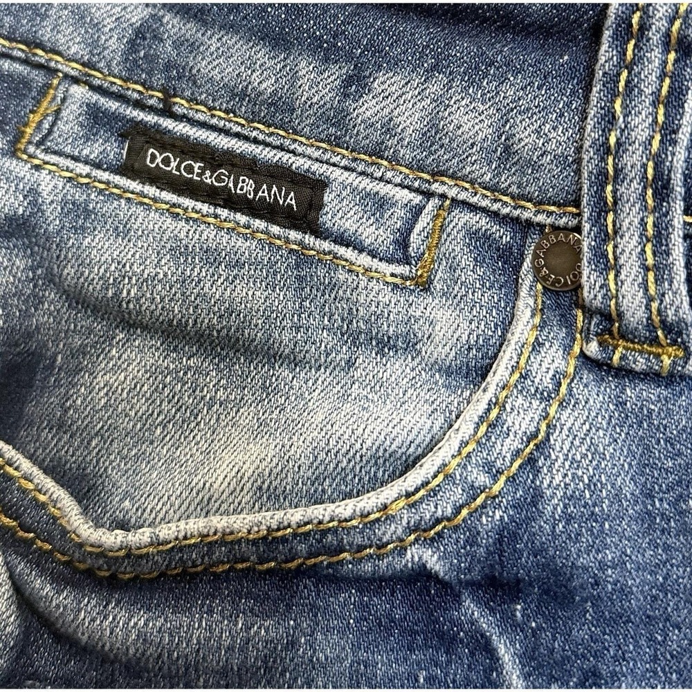 VTG Dolce & Gabbana D&G Distressed Denim Jeans Straight Low Rise Italy 38 US 4 - Picture 4 of 8